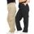 Kit 2 Calça Cargo Feminina Sarja Wide Leg Cintura Alta com Elástico - Preto+Marrom