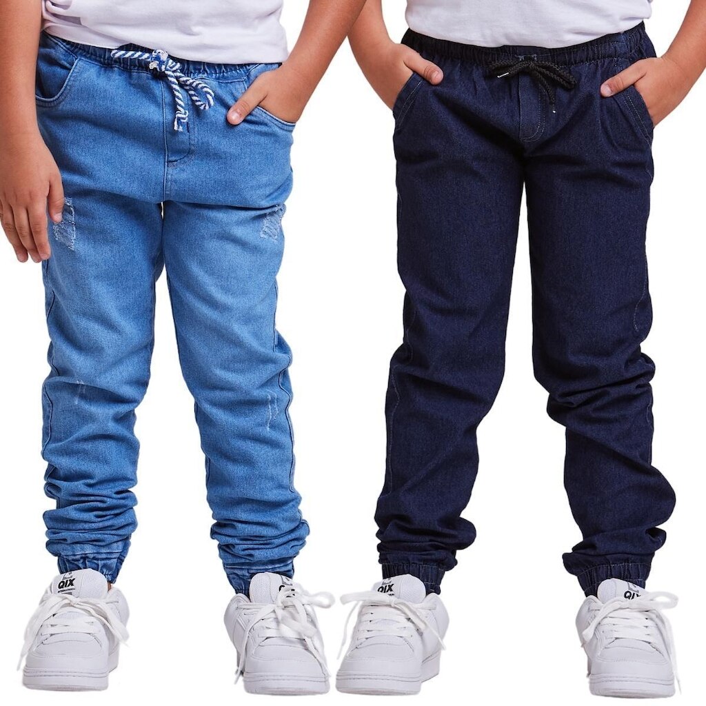 Kit 2 calça Jogger Infantil Jeans/Sarja Menino