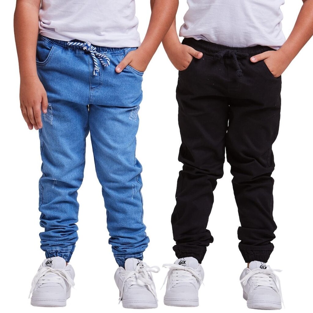 Kit 2 calça Jogger Infantil Jeans/Sarja Menino