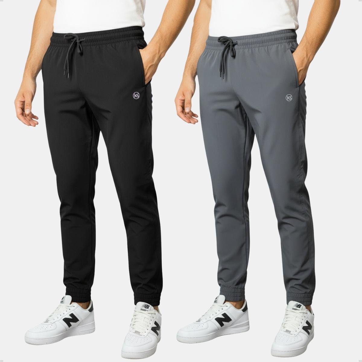 Kit 2 Calça Jogger Tactel Premium com Elastano Corta Vento Menor preço em Kit 2 Calça Jogger Tactel Premium com Elastano Corta Vento