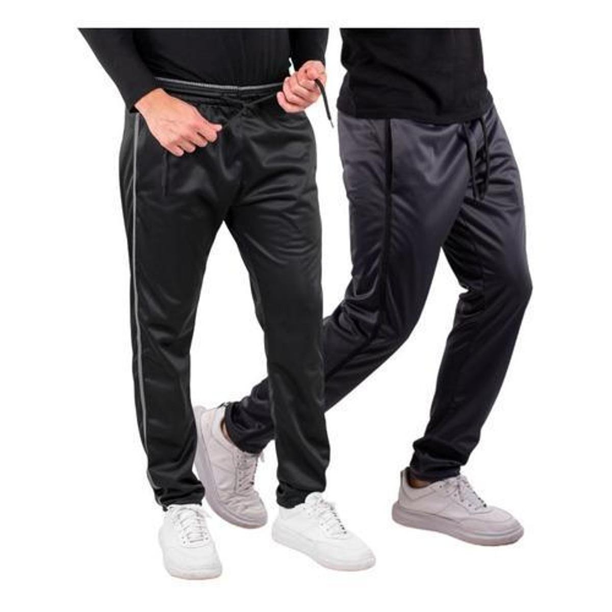 Kit 2 Calça Masculina Helanca Treino Academia Casual - Preto+Cinza - P Menor preço em Kit 2 Calça Masculina Helanca Treino Academia Casual - Preto+Cinza - P