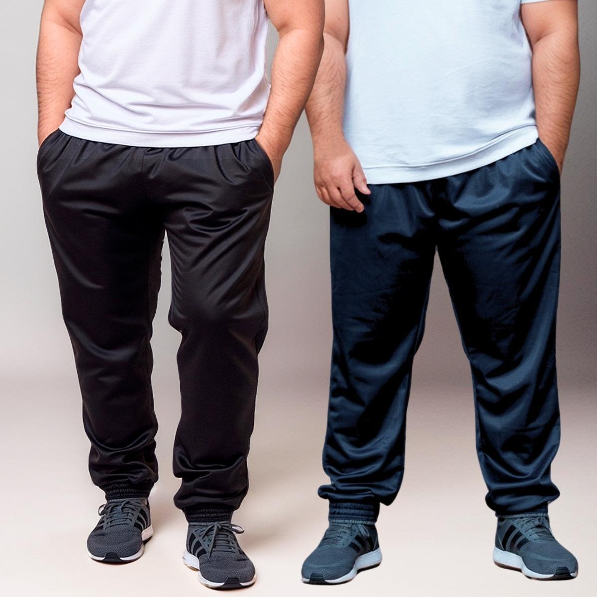 KIT 2 Calça Masculina Jogger Plus Size Tecido Helanca Flanelada