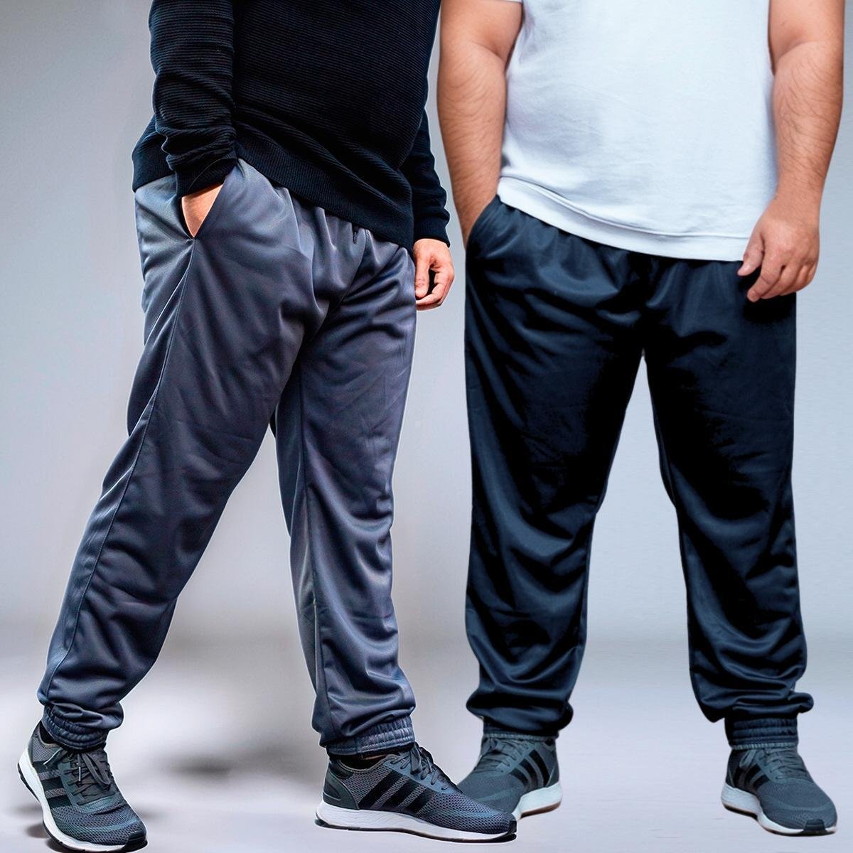 KIT 2 Calça Masculina Jogger Plus Size Tecido Helanca Flanelada