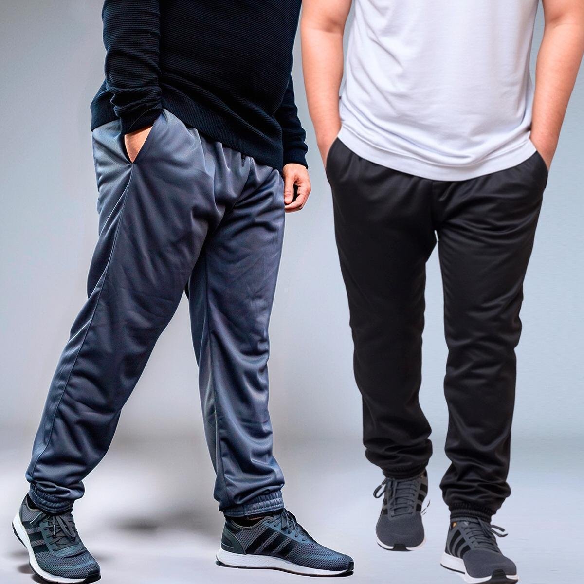 KIT 2 Calça Masculina Jogger Plus Size Tecido Helanca Flanelada