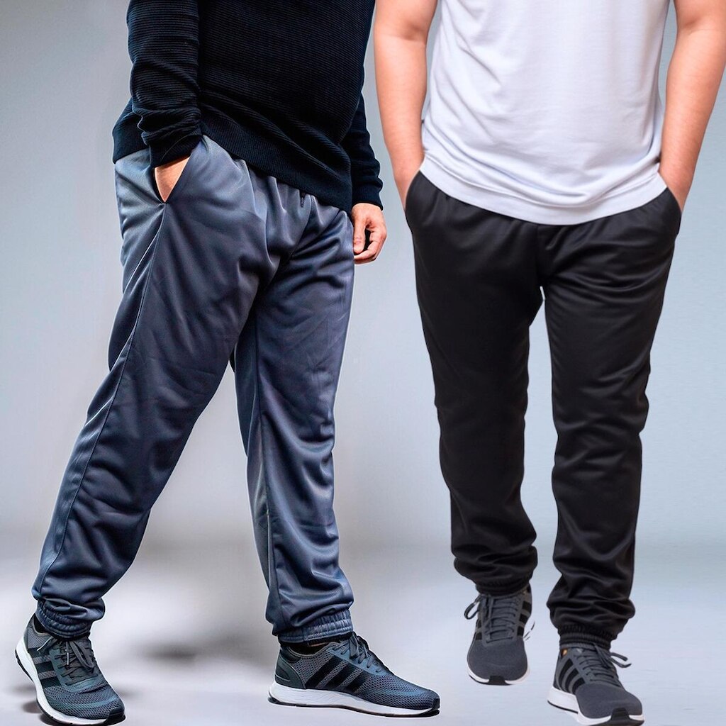 KIT 2 Calça Masculina Jogger Plus Size Tecido Helanca Flanelada