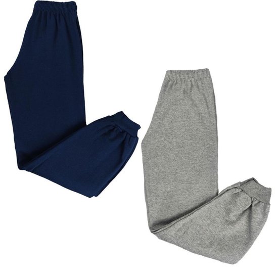 Kit 2 Calça Moletom Infantil Menino Flanelado Inverno Básico - Marinho+Cinza Menor preço em Kit 2 Calça Moletom Infantil Menino Flanelado Inverno Básico - Marinho+Cinza
