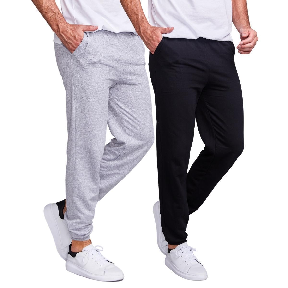 Kit 2 Calça Moletom Masculino Jogger Slim Fit Menor preço em Kit 2 Calça Moletom Masculino Jogger Slim Fit