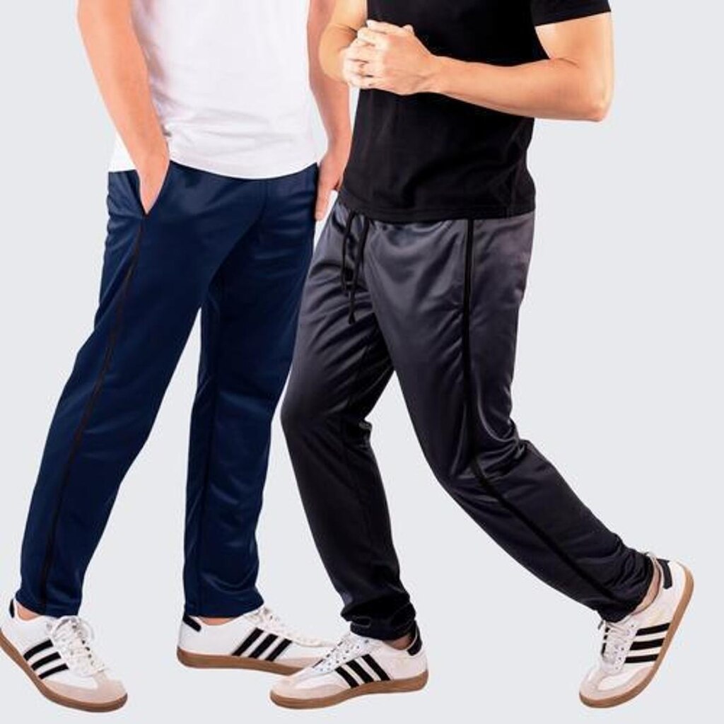 Kit 2 Calça Slim Helanca Flanelada Com Listra Lateal Treino