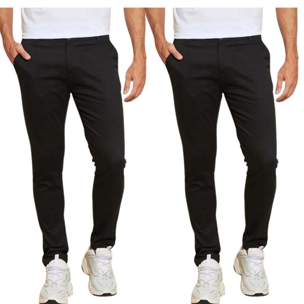 Kit 2 Calças de Sarja Chino Com Bolso Traseiro Embutido Alfaiataria