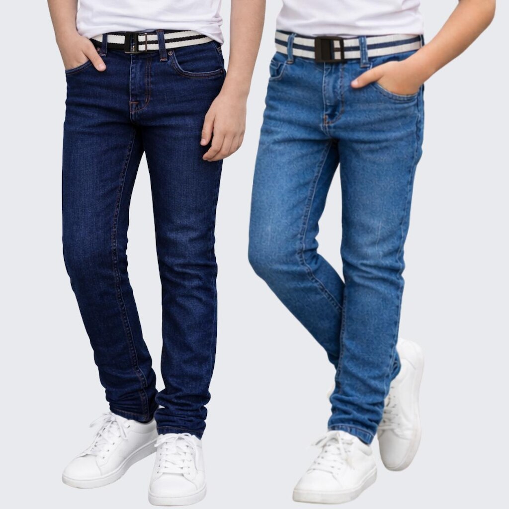 Kit 2 Calças Jeans Infantil Menino Com Cinto