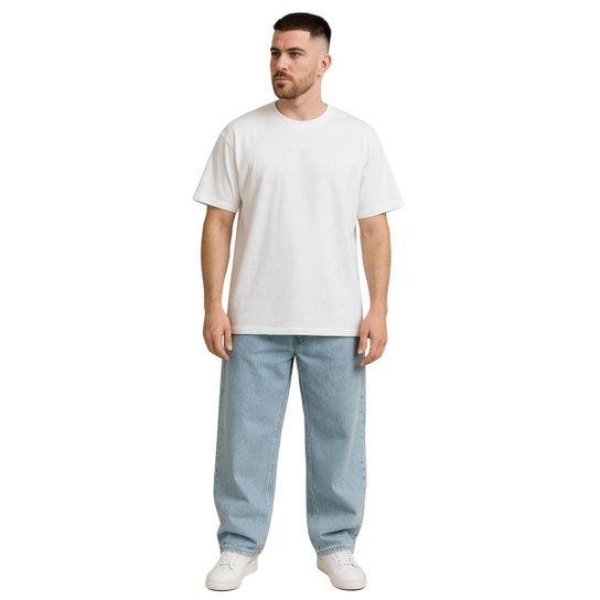 Kit 2 Calças Jeans Masculinas em Algodão Bag Reta com Caimento Solto
