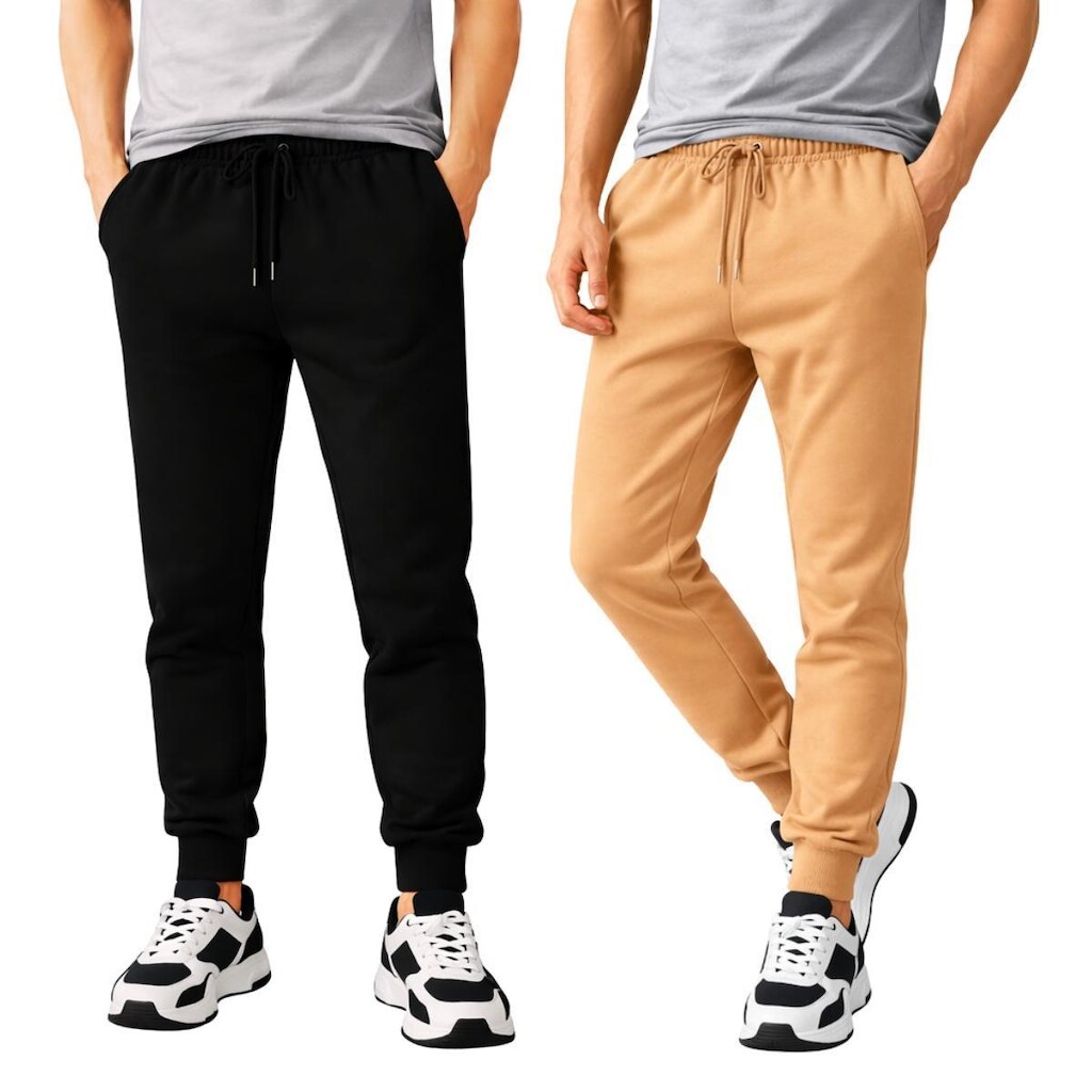 Kit 2 Calças Jogger Moletom Masculina Flanelada Casual Confortável Inverno