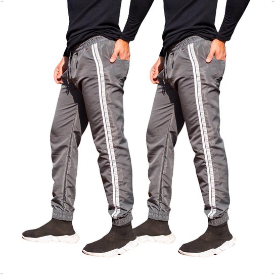 Kit 2 Calças Jogger Treino Academia Tecido Tacte Elástico na Barra KIT-2-417 - P - Cinza Menor preço em Kit 2 Calças Jogger Treino Academia Tecido Tacte Elástico na Barra KIT-2-417 - P - Cinza