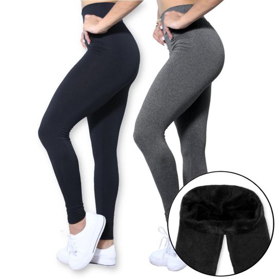 Kit 2 Calças Legging Heide Ribeiro Felpada Térmica - Preto+Cinza Menor preço em Kit 2 Calças Legging Heide Ribeiro Felpada Térmica - Preto+Cinza