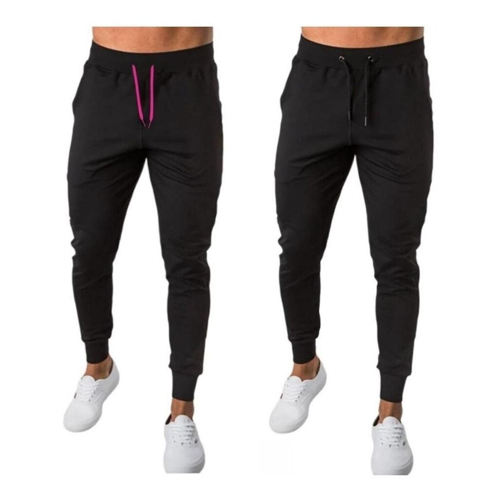 Kit 2 Calças Masculina de Moletom Lisa Jogger Relaxado