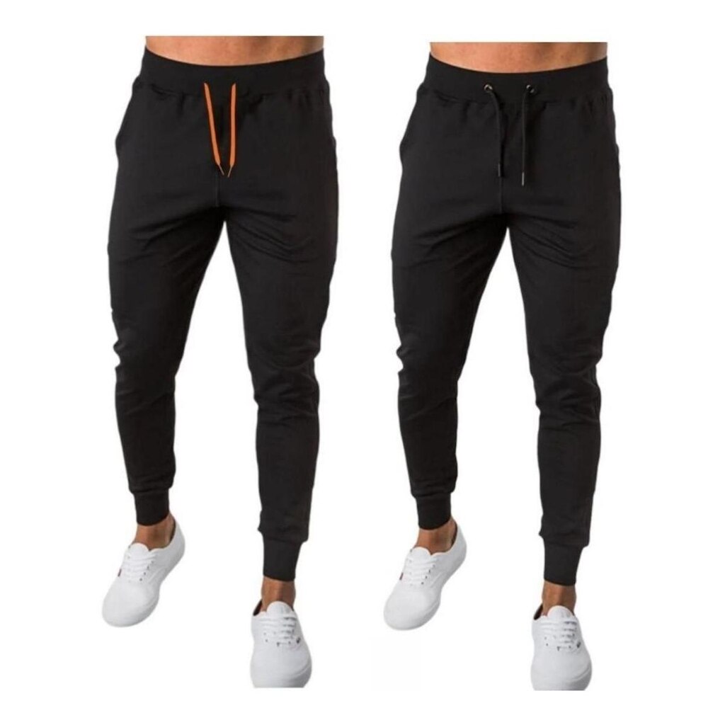 Kit 2 Calças Masculina de Moletom Lisa Jogger Relaxado