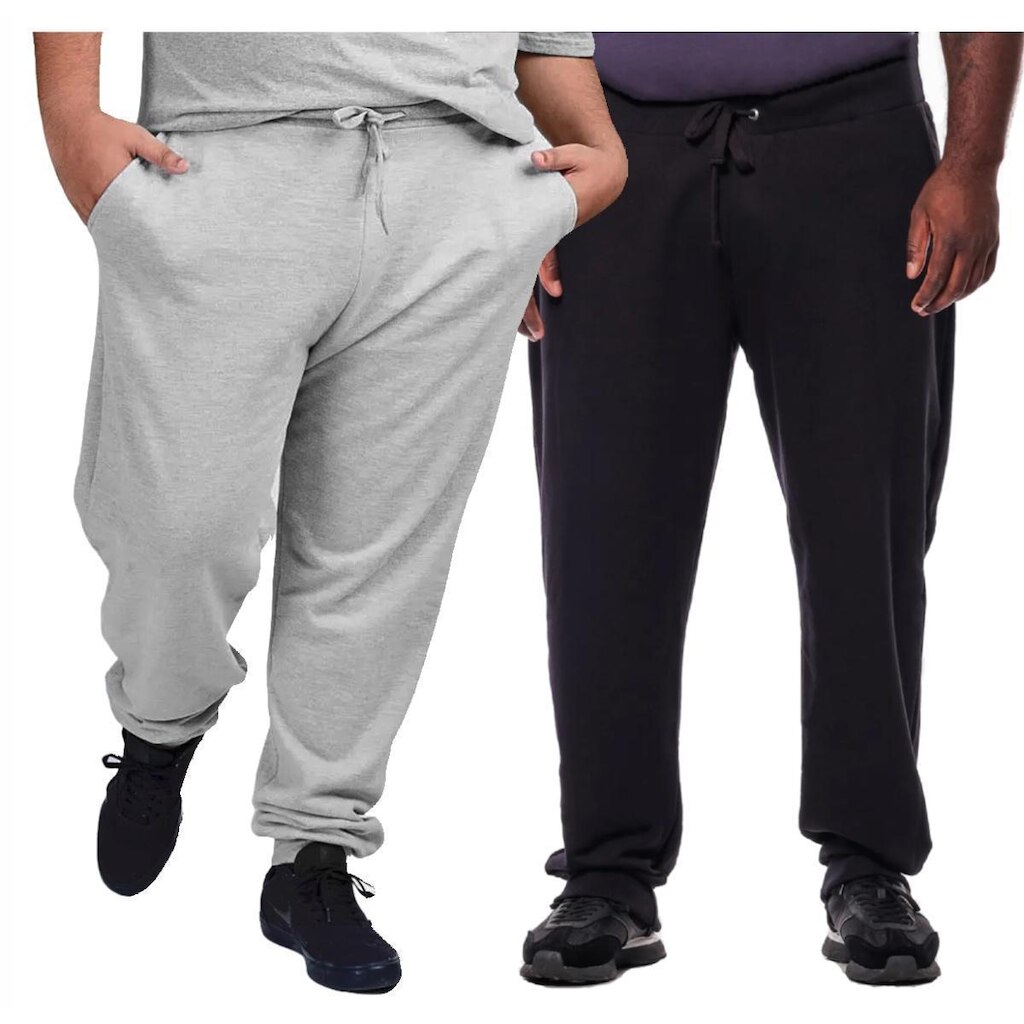 Kit 2 Calças Moletom Plus Size Lisas Academia Treino Até G5