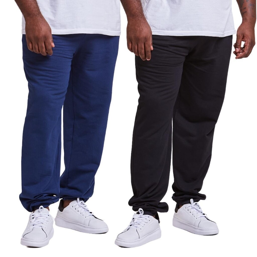 Kit 2 Calças Moletom Punho Masculino Plus Size