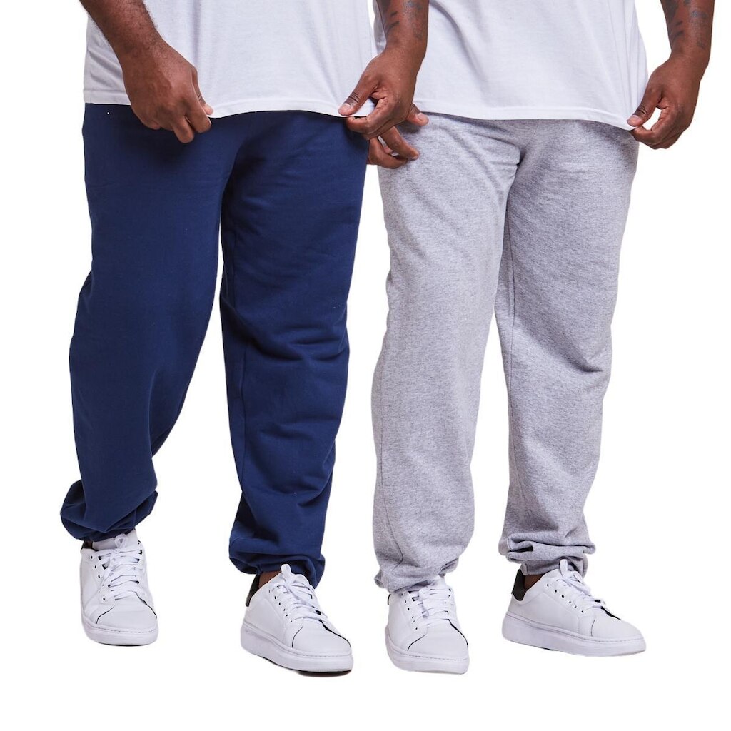 Kit 2 Calças Moletom Punho Masculino Plus Size