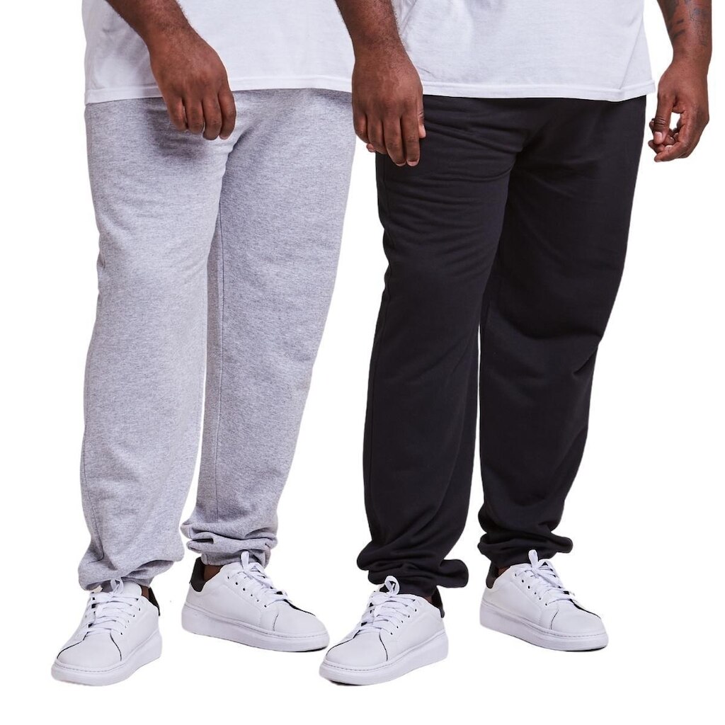 Kit 2 Calças Moletom Punho Masculino Plus Size