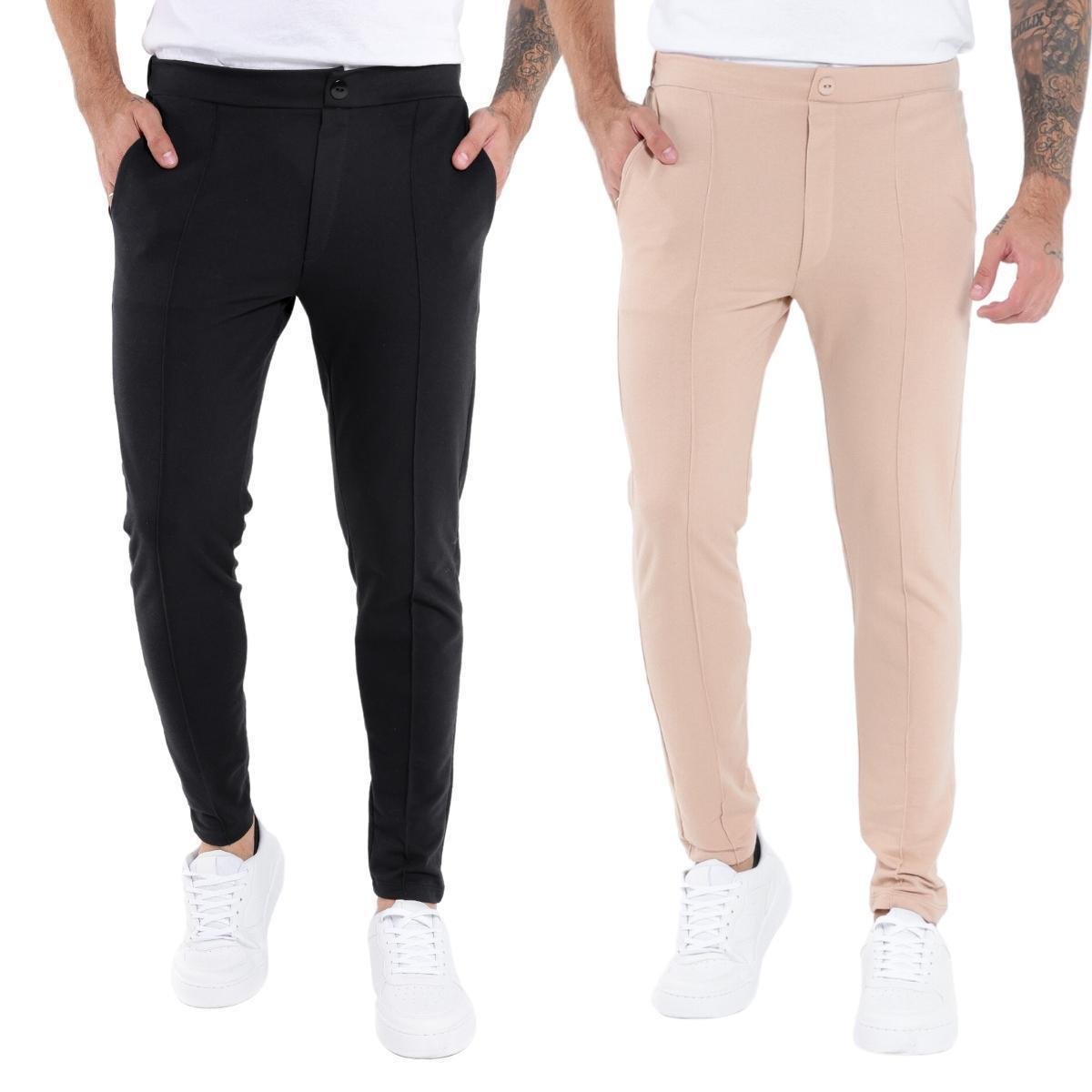 KIT 2 Calças Sociais Moletinho Alfaiataria Masculina Menor preço em KIT 2 Calças Sociais Moletinho Alfaiataria Masculina