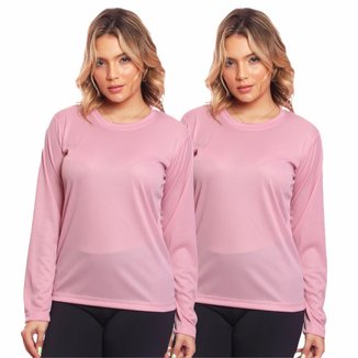 Kit 2 Camisa Feminina Camiseta Térmica Proteção Solar Uv .