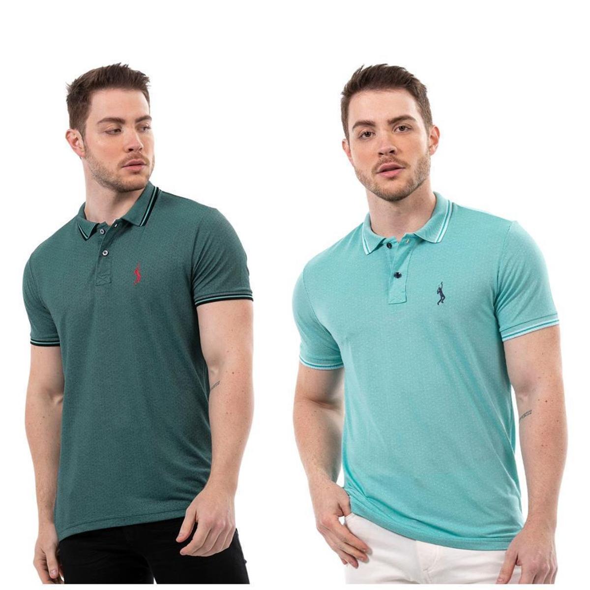 Kit 2 Camisa Gola Polo Masculina Casual Reta Estilo Moderna - Verde ...