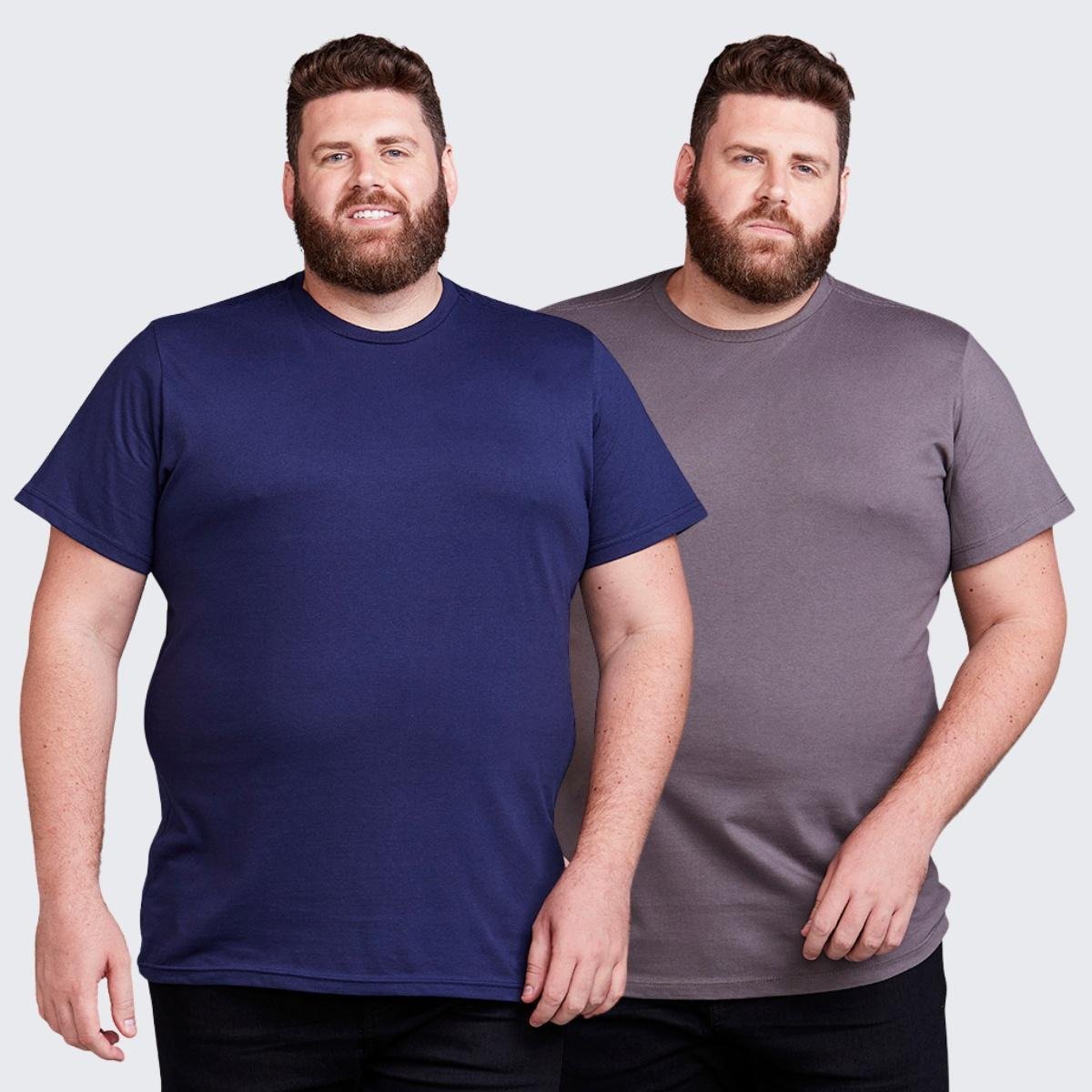 Kit 2 Camisa Masculina Básica Plus Size Menor preço em Kit 2 Camisa Masculina Básica Plus Size