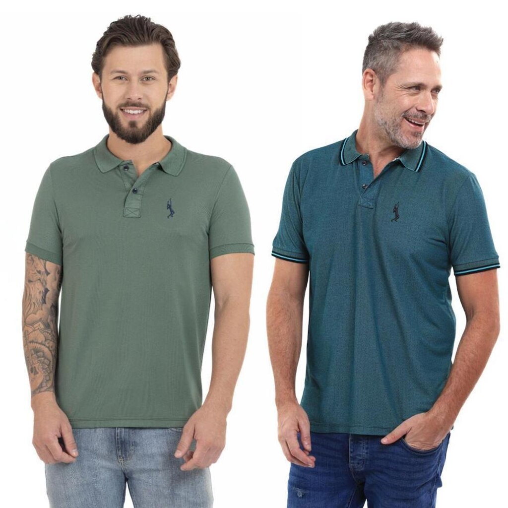 Kit 2 Camisa Polo Masculina Dia a Dia Conforto