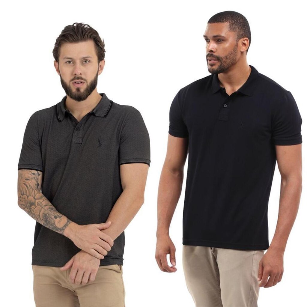 Kit 2 Camisa Polo Masculina Dia a Dia Conforto