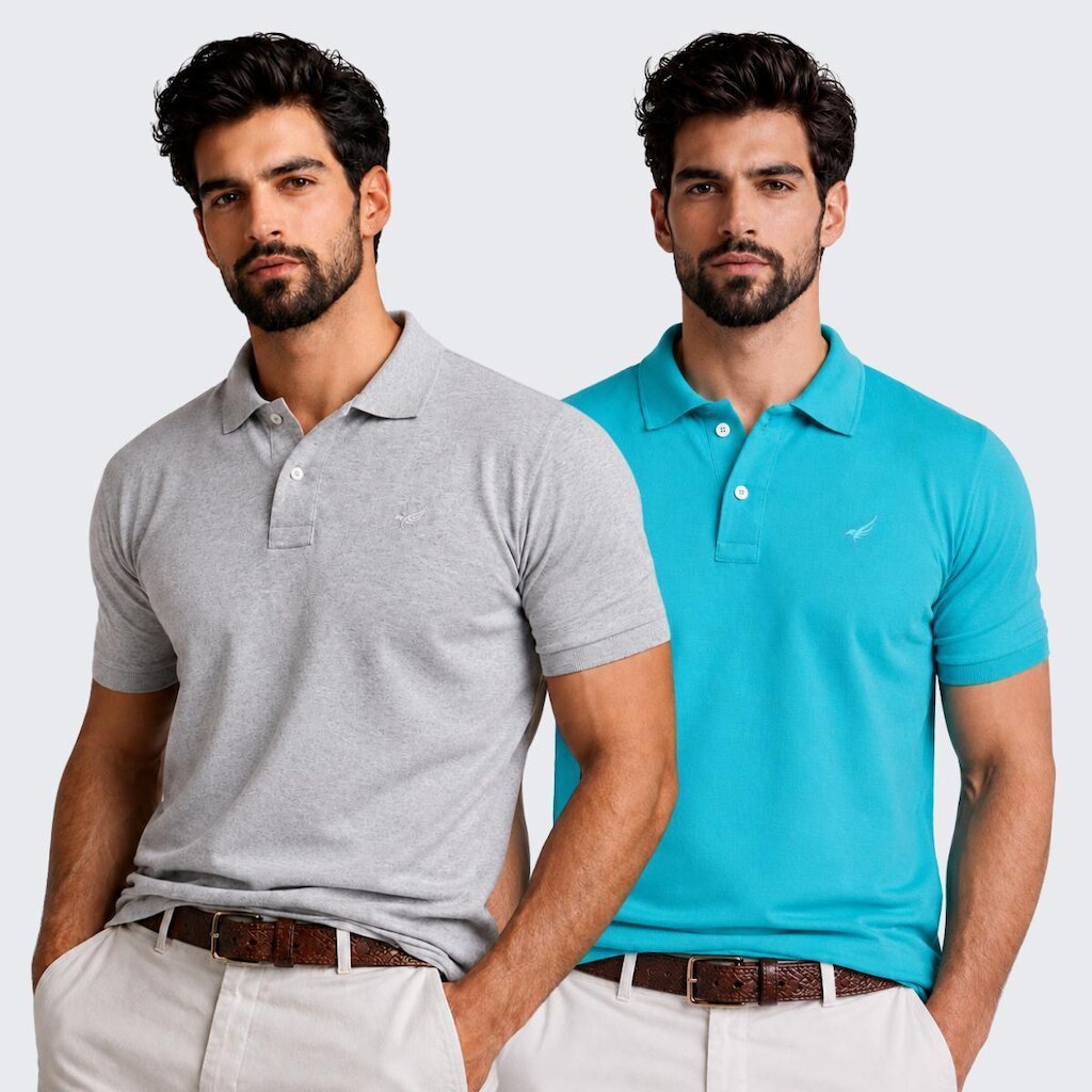 Kit 2 Camisa Polo Masculina Piquet Manga Curta
