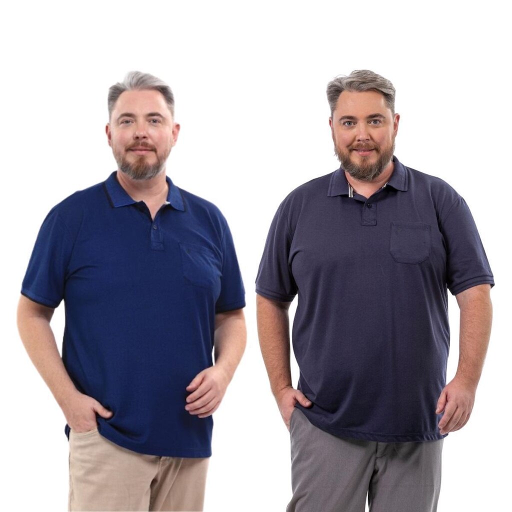 Kit 2 Camisa Polo Masculina Plus Size Pique com Bolso Casual