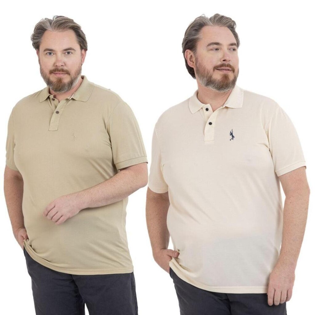 Kit 2 Camisa Polo Masculina Plus Size Piquet Viscose Dry