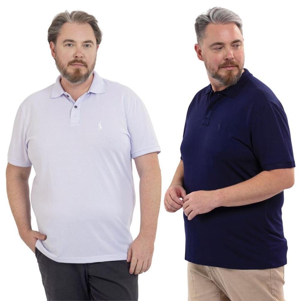 Kit 2 Camisa Polo Masculina Plus Size Piquet Viscose Dry