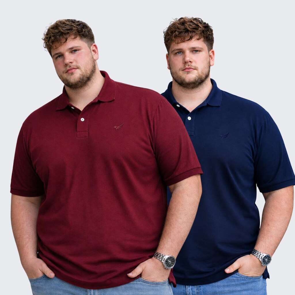 Kit 2 Camisa Polo Plus Size Masculina Piquet