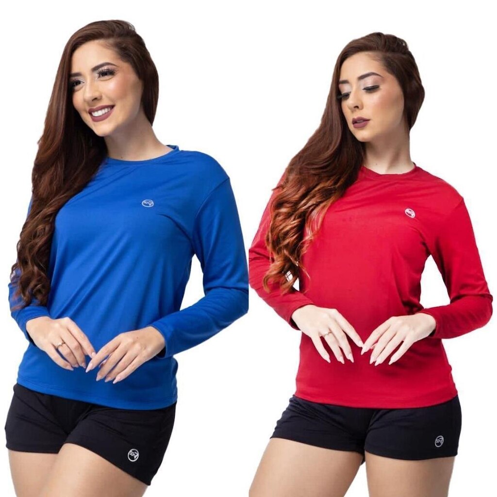 Kit 2 Camisa Térmica Feminina Uv 50+ Segunda Pele Proteção Solar