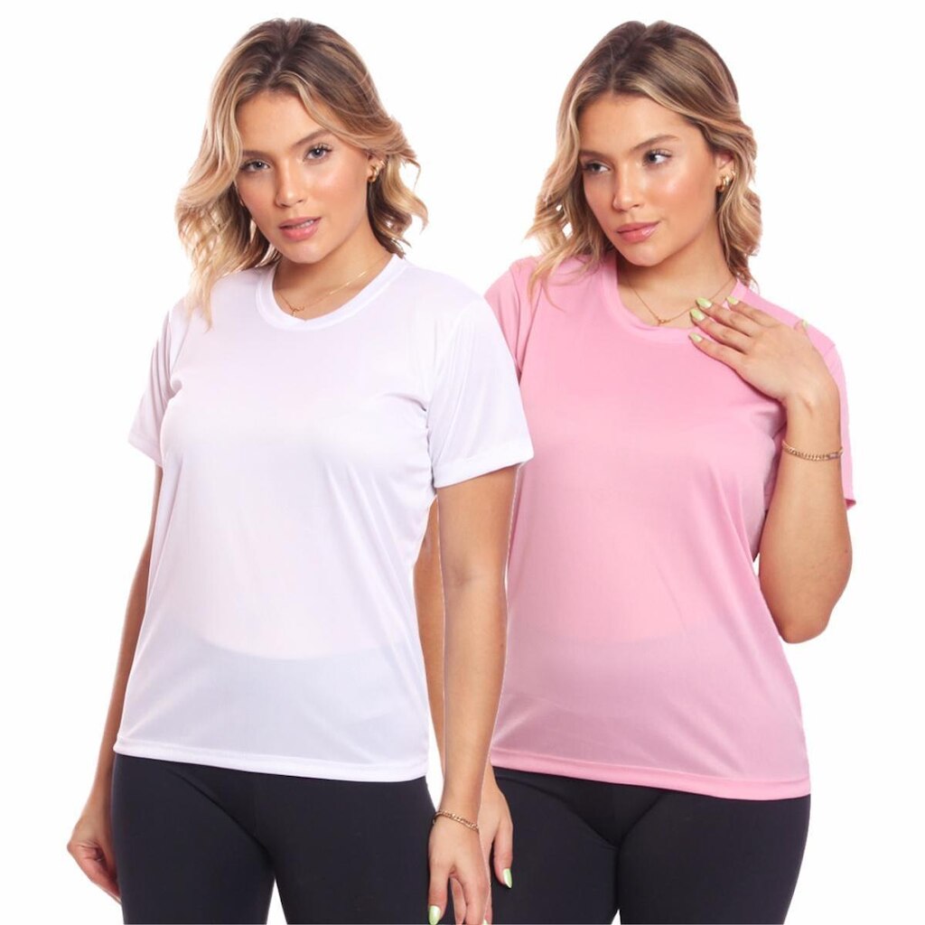 Kit 2 Camisas Academia Esportiva Com Proteção Uv Feminina