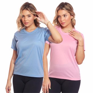 Kit 2 Camisas Academia Esportiva Com Proteção Uv Feminina