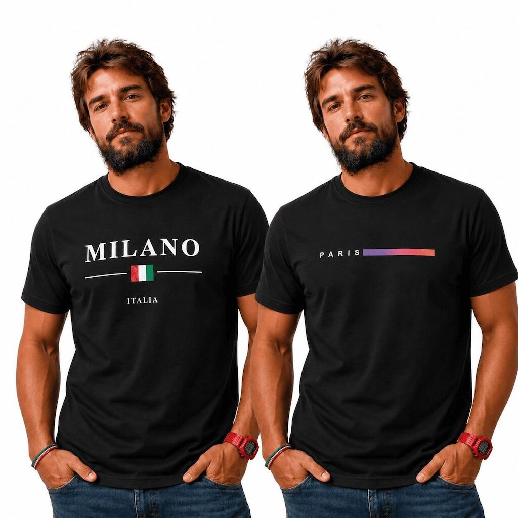 Kit 2 Camisas Algodao California Milano Paris Comfort Premium