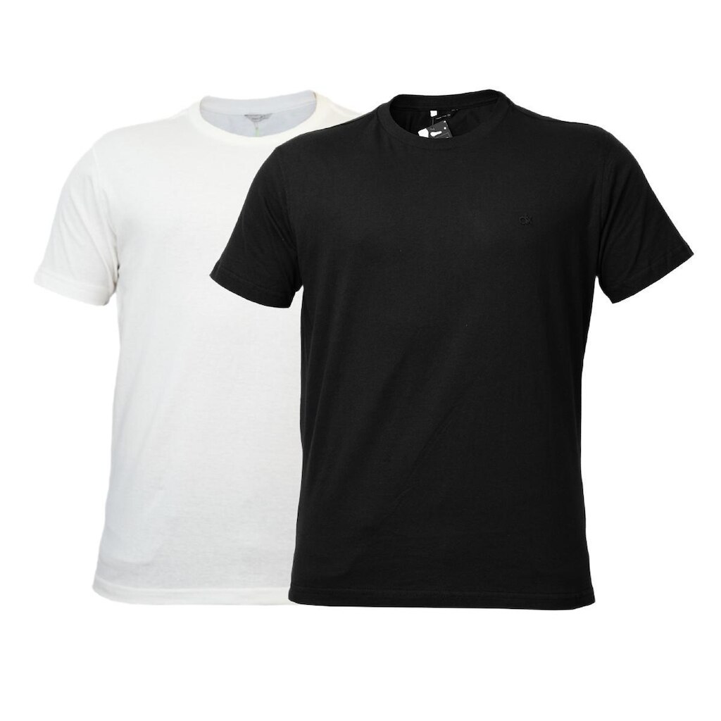 Kit 2 Camisas Casuais Algodão Bordado Preto e Off White - Masculino