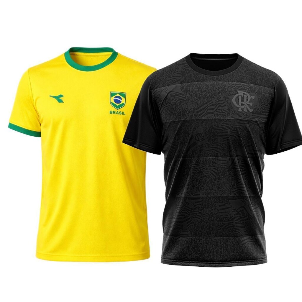 Kit 2 Camisas Flamengo + Brasil Torcedor Oficial
