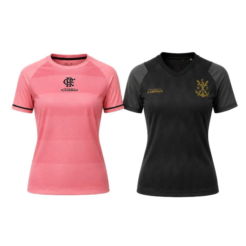 Kit 2 Camisas Flamengo Frequência + Energia Gold - Feminino