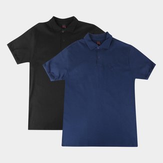 Kit 2 Camisas Polo Básicos Lisa Masculina