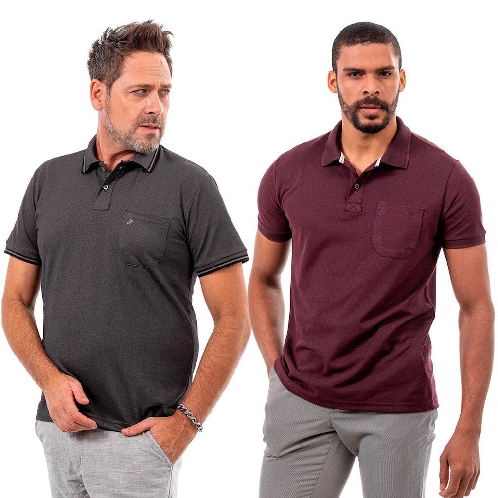 Kit 2 Camisas Polo John Pull Masculina Bolso Algodão Casual