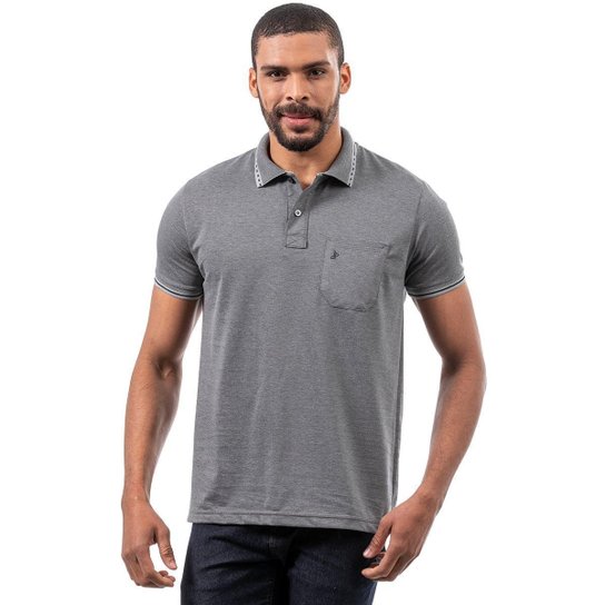 Kit 2 Camisas Polo John Pull Masculina Bolso Algodão Casual - Azul