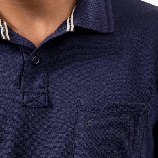 Kit 2 Camisas Polo John Pull Masculina Bolso Algodão Casual - Azul