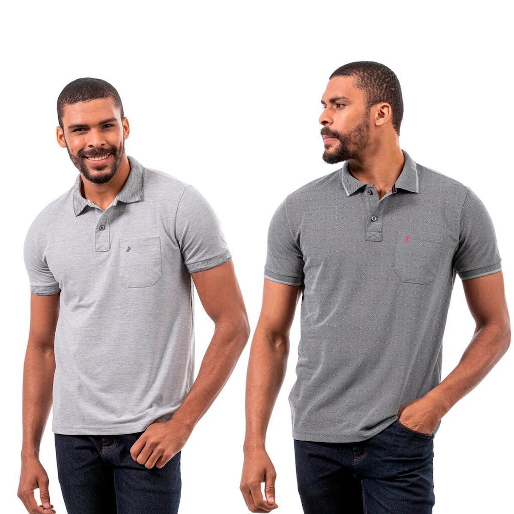 Kit 2 Camisas Polo John Pull Masculina Bolso Algodão Casual