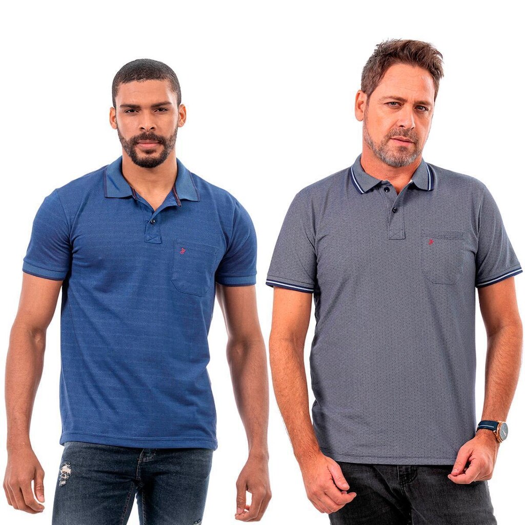 Kit 2 Camisas Polo John Pull Masculina Bolso Algodão Casual
