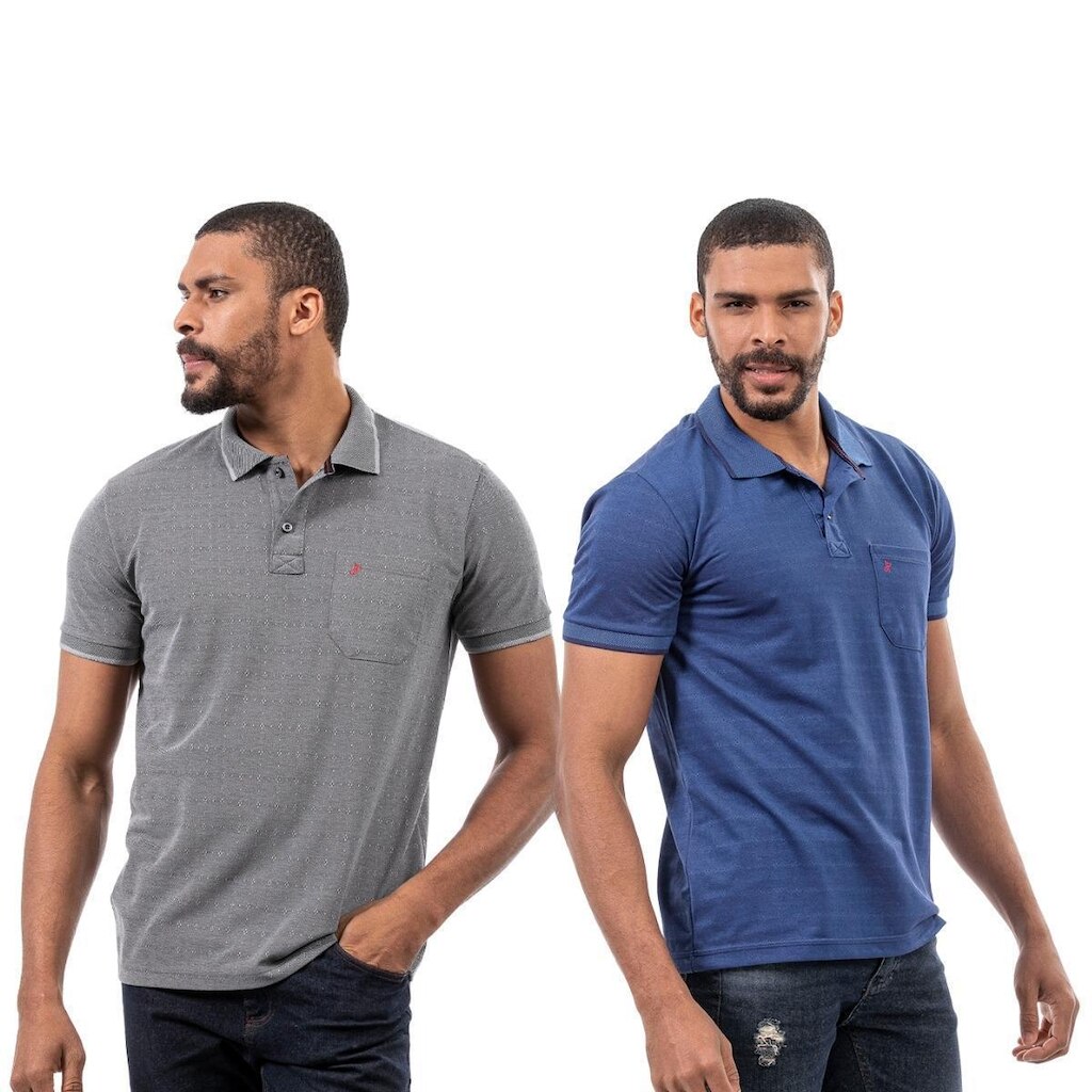 Kit 2 Camisas Polo John Pull Masculina Bolso Algodão Casual