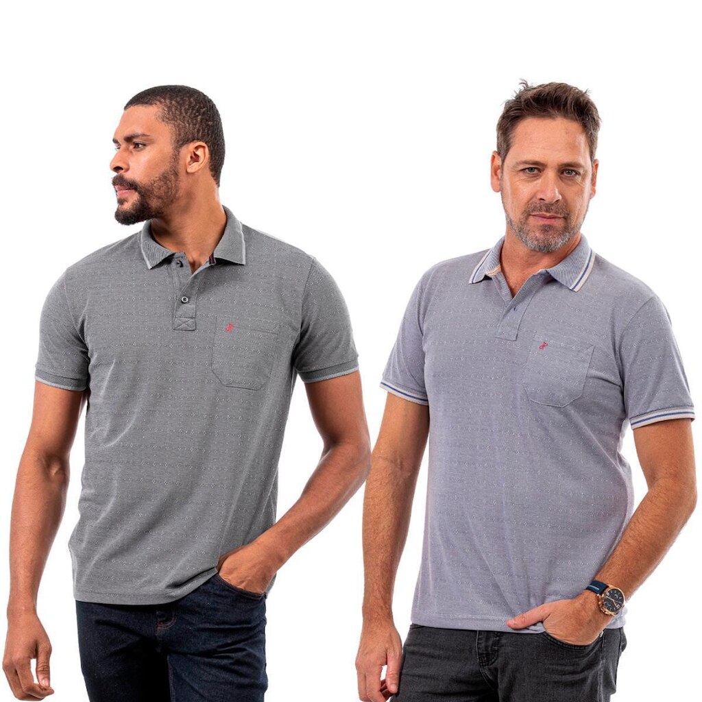 Kit 2 Camisas Polo John Pull Masculina Bolso Algodão Casual